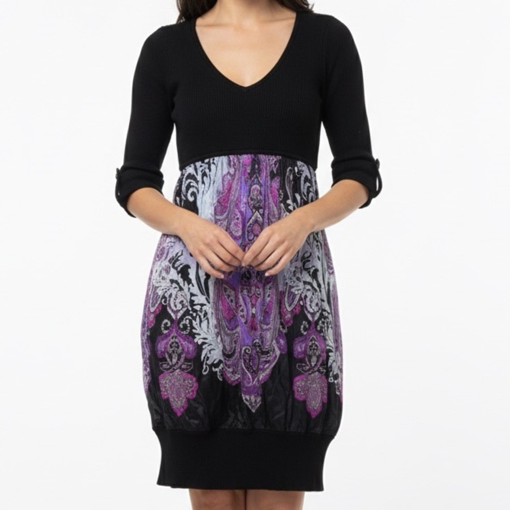 BEBE Women’s Y2K Vintage Paisley Midi Dress